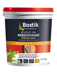 BOSTIK ENDUIT DE REBOUCHAGE BOIS PATE - 1,5 KG